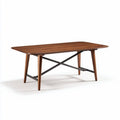 Wooden dining table with metal legs 150 x 75 x 75cm brown finish
