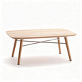 Wooden coffee table with curved edges and metal legs 120 x 60 x 45cm