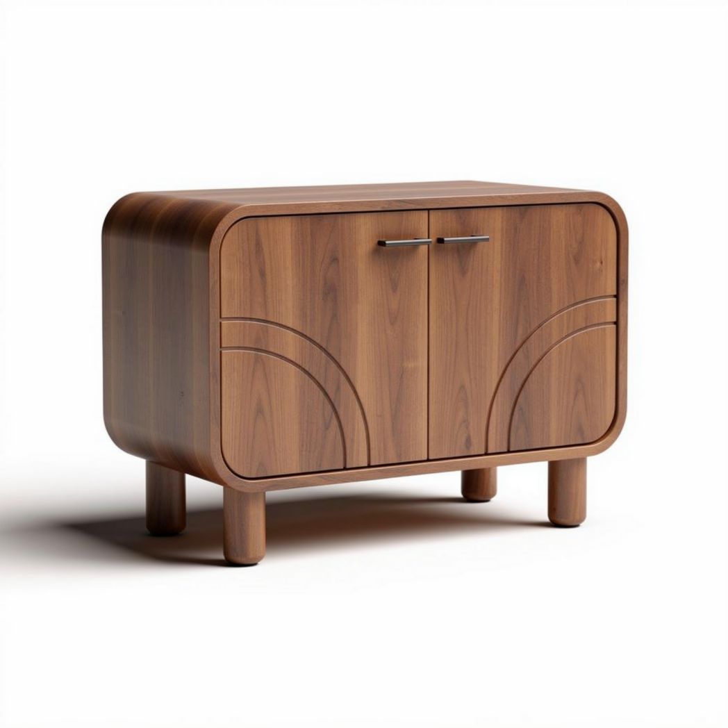 Wooden sideboard cabinet with two doors in walnut finish 80 x 40 x 50cm