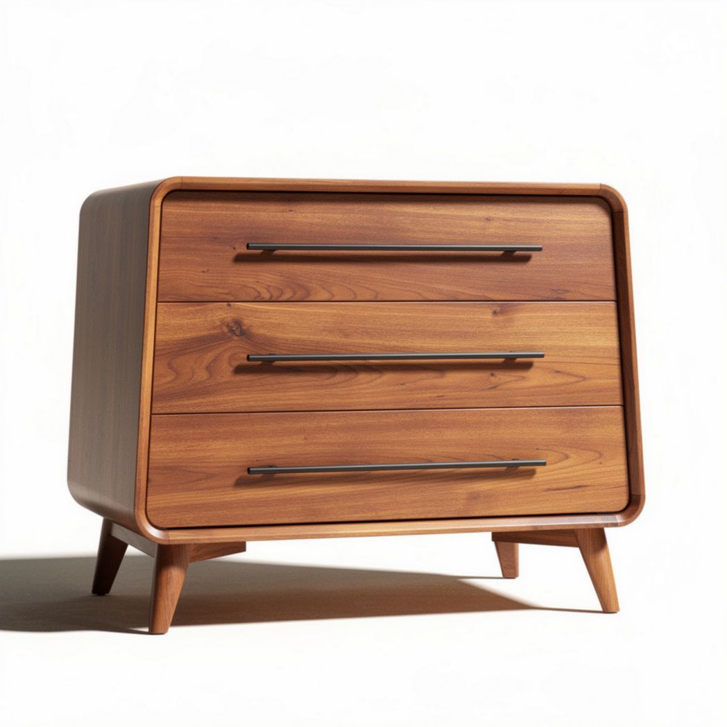 Mid-century modern wood dresser with three drawers and tapered legs 80 x 40 x 70cm