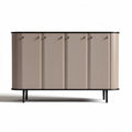 Modern storage cabinet with ribbed design and black metal legs 90 x 40 x 75cm
