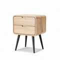 Wooden nightstand with two drawers and black metal legs 40 x 40 x 50cm