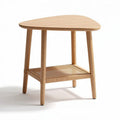 Triangle wooden side table with lower shelf for living room 50 x 40 x 45cm