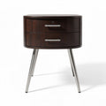 Two-drawer nightstand in dark wood with stainless steel legs 45 x 45 x 60cm