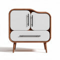 White wooden storage cabinet with one drawer and one door 80 x 40 x 80cm