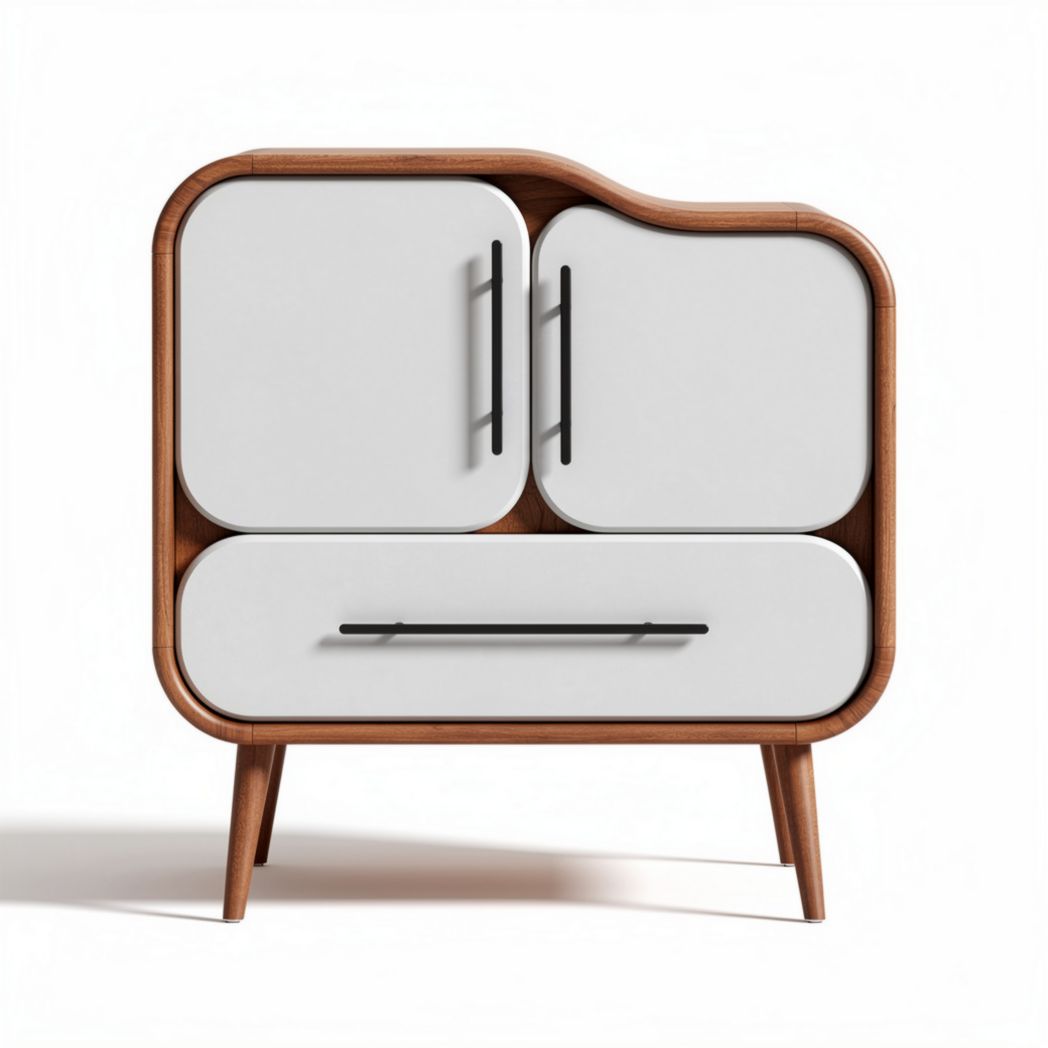 White wooden storage cabinet with one drawer and one door 80 x 40 x 80cm