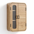 Wooden wall cabinet with glass door for bathroom or kitchen storage 60 x 40 x 15cm