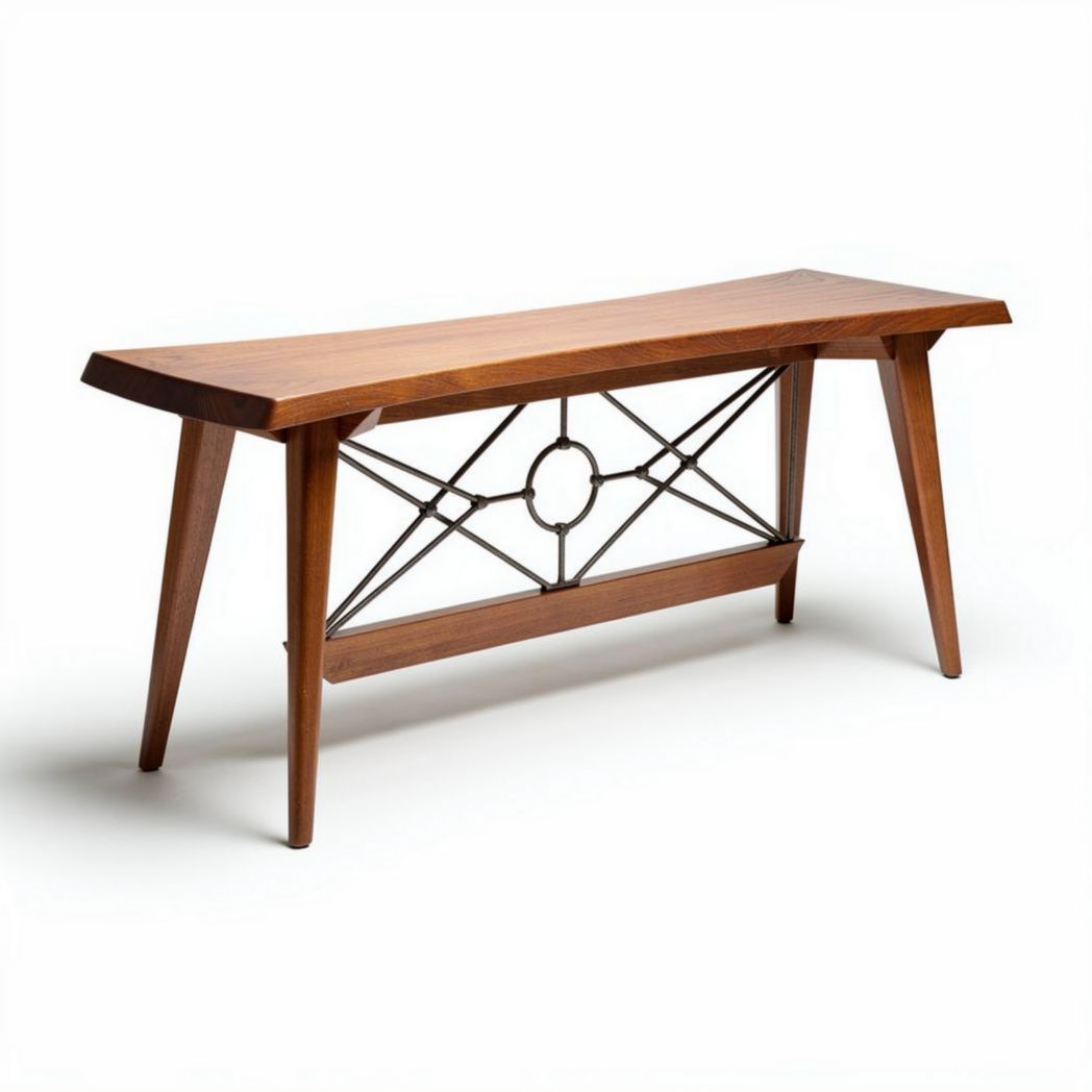 Reclaimed wood bench in rustic style with dimensions 120 x 60 x 75cm