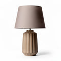 Ceramic table lamp with beige shade and geometric design 25 x 25 x 50cm