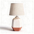 Ceramic table lamp with fabric shade and geometric design 25 x 25 x 50cm