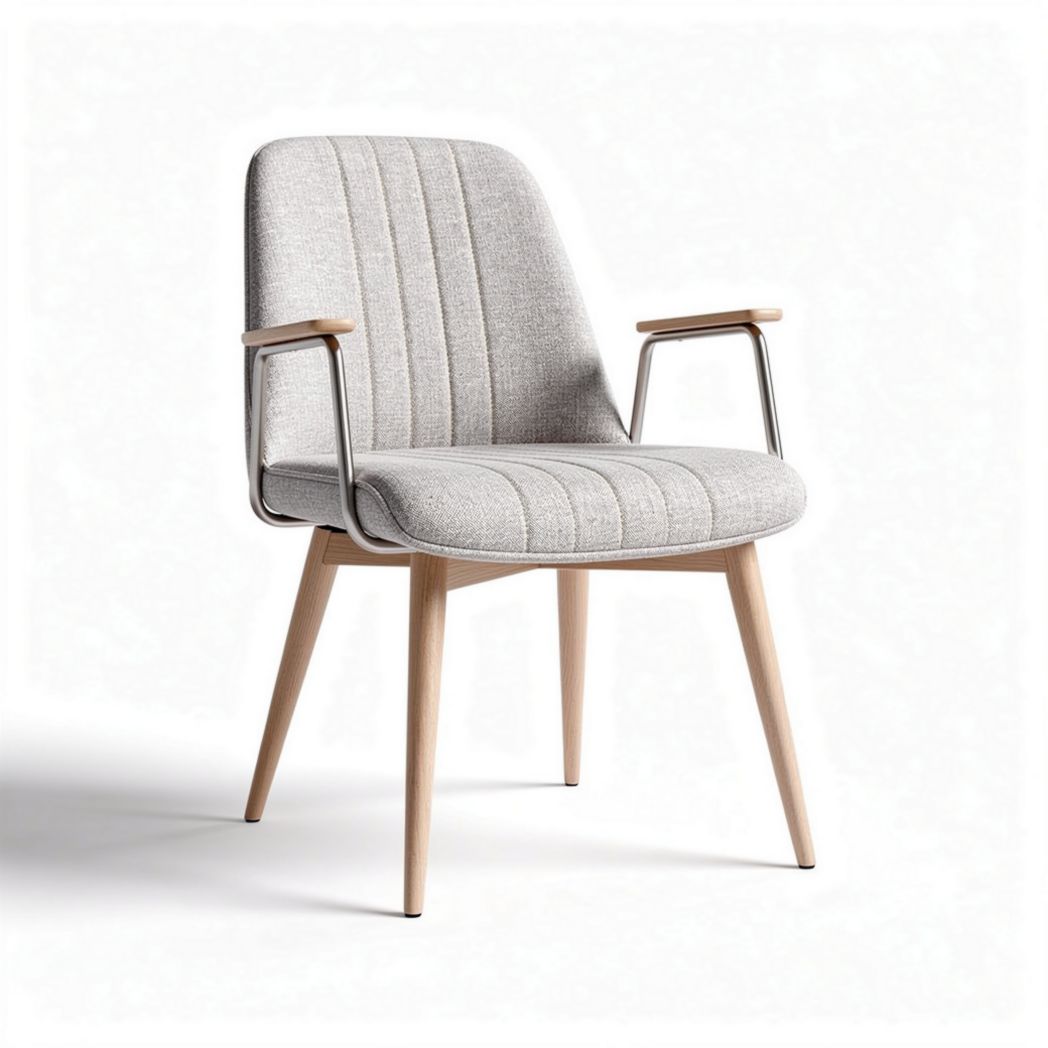 Fabric upholstered armchair with natural wood legs 55 x 50 x 80cm