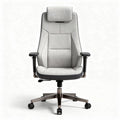 Ergonomic office chair with adjustable headrest and armrests in gray fabric