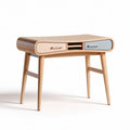 Modern wooden desk with two drawers and curved design 120 x 60 x 75cm