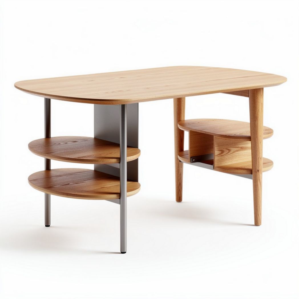 Wooden desk with shelving units for office or study 120 x 60 x 75cm